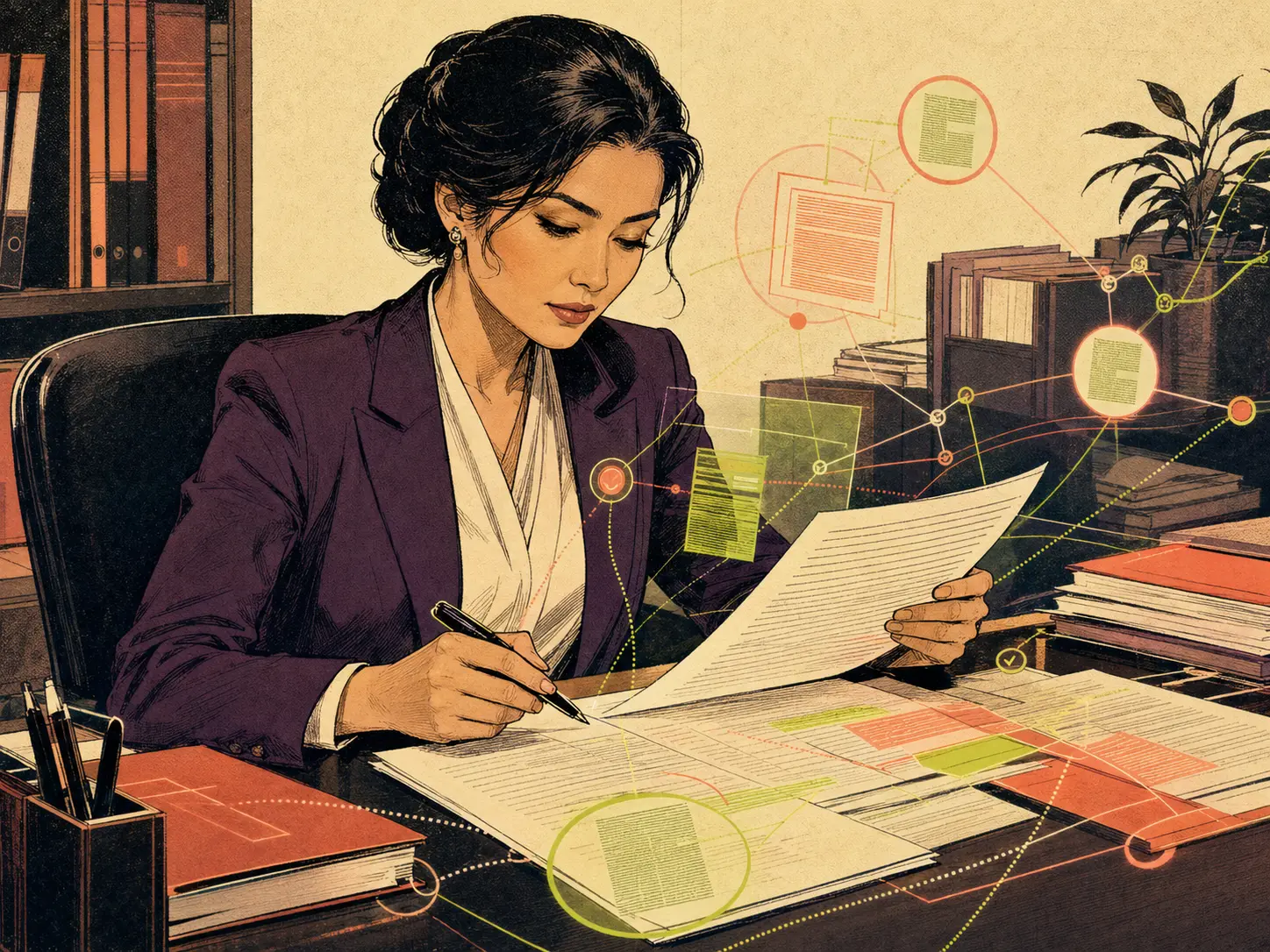 AI legal assistant reviewing a contract