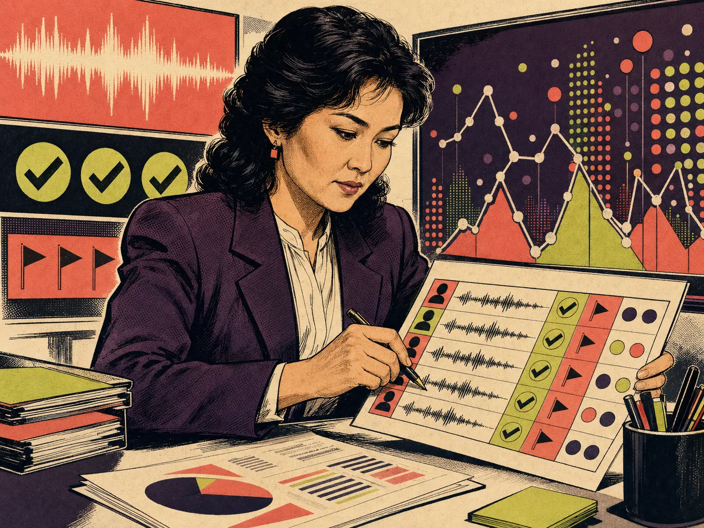 AI quality auditor reviewing calls
